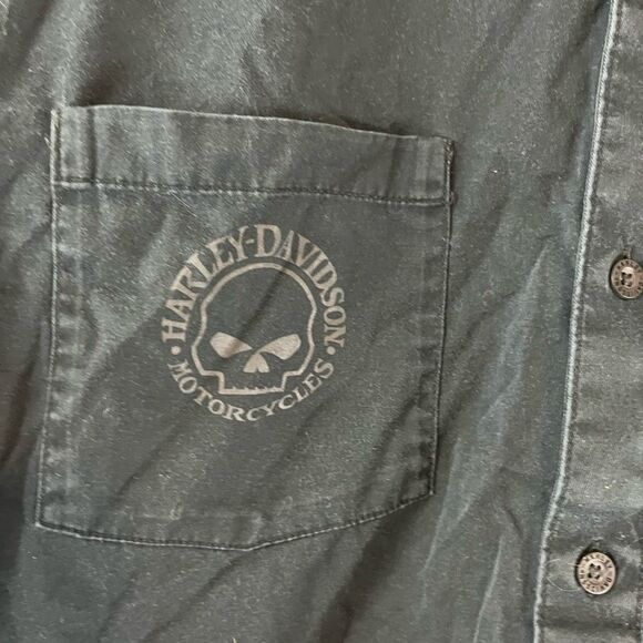Harley Davidson Mens Black Button Down Shirt Short Sleeve Motorcycles Skull 2XL - Picture 5 of 6